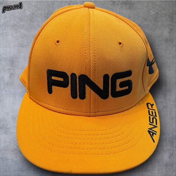 PING Anser Hat Cap Fitted Mens Large Orange Golf Tour Staff Embroidered MD/LG - Picture 1 of 9